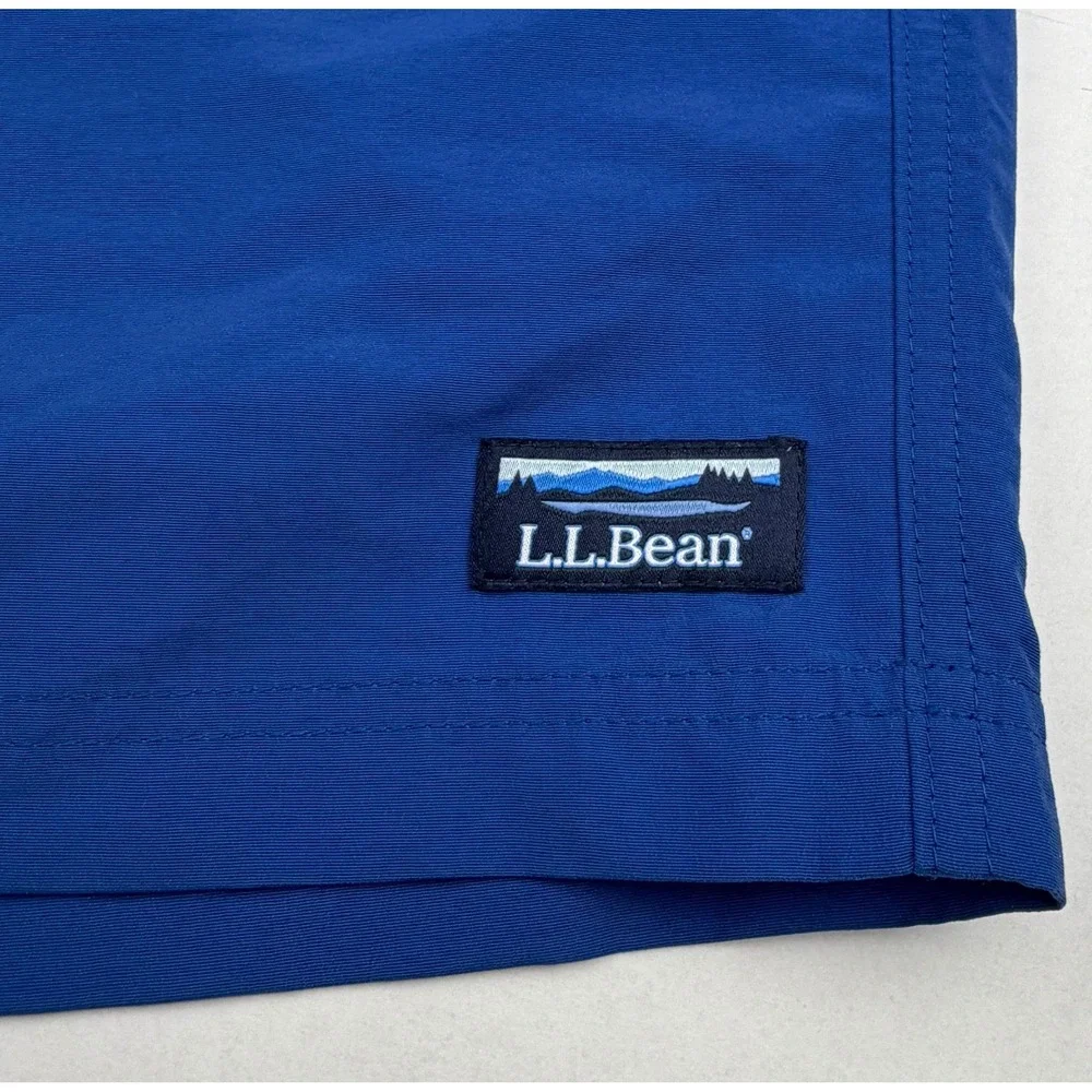L.L.Bean Men's XL Blue Supplex Sport Shorts Swim Trunks Nylon Mesh Lined Outdoor